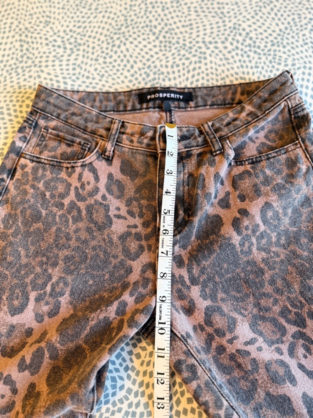 Leopard Print Women's High-Rise Straight Leg Jeans - Picture 6 of 10